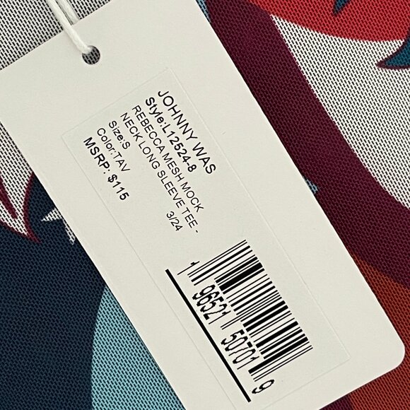 JOHNNY WAS Jade "Rebecca" Mesh Mock Neck Long Sleeve Tee is NWOT! Size SMALL - Picture 5 of 10